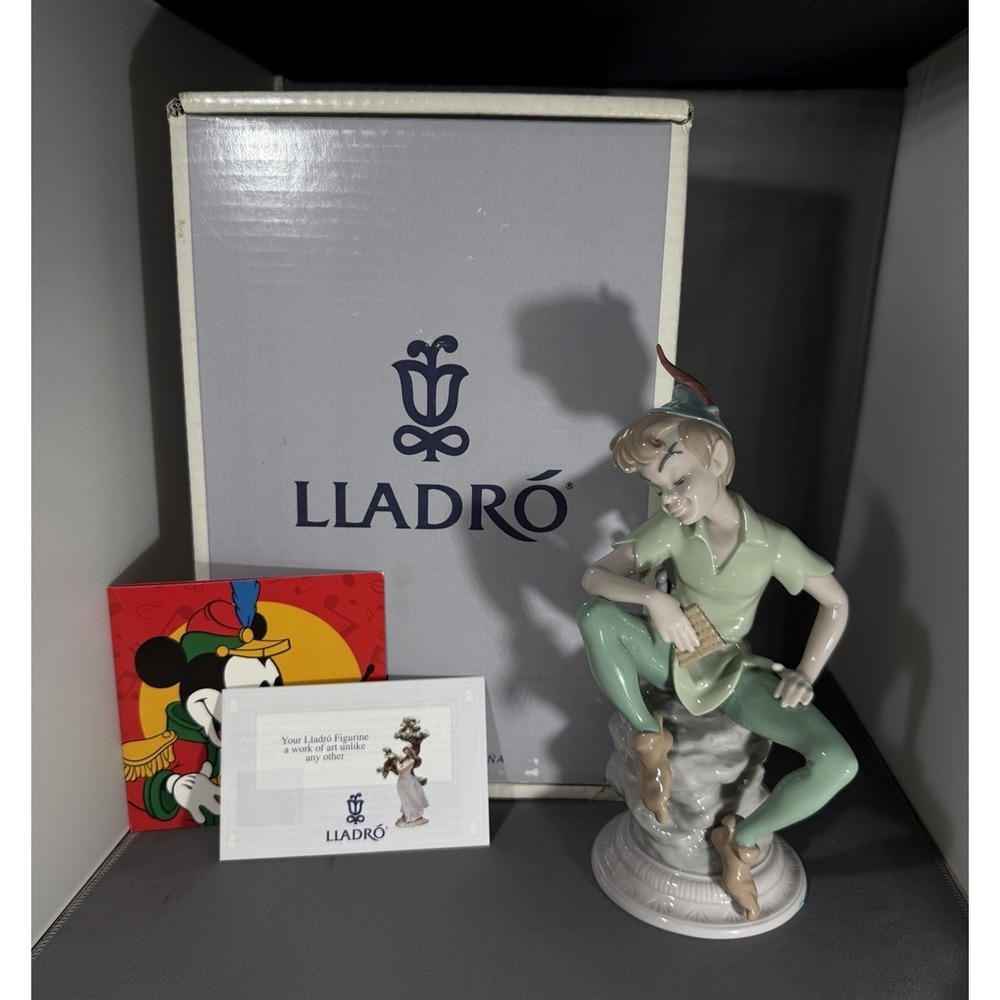 1993 Lladro 07529 Peter Pan #325/2000 Signed Hugh Robinson Disneyana COA w/ Box